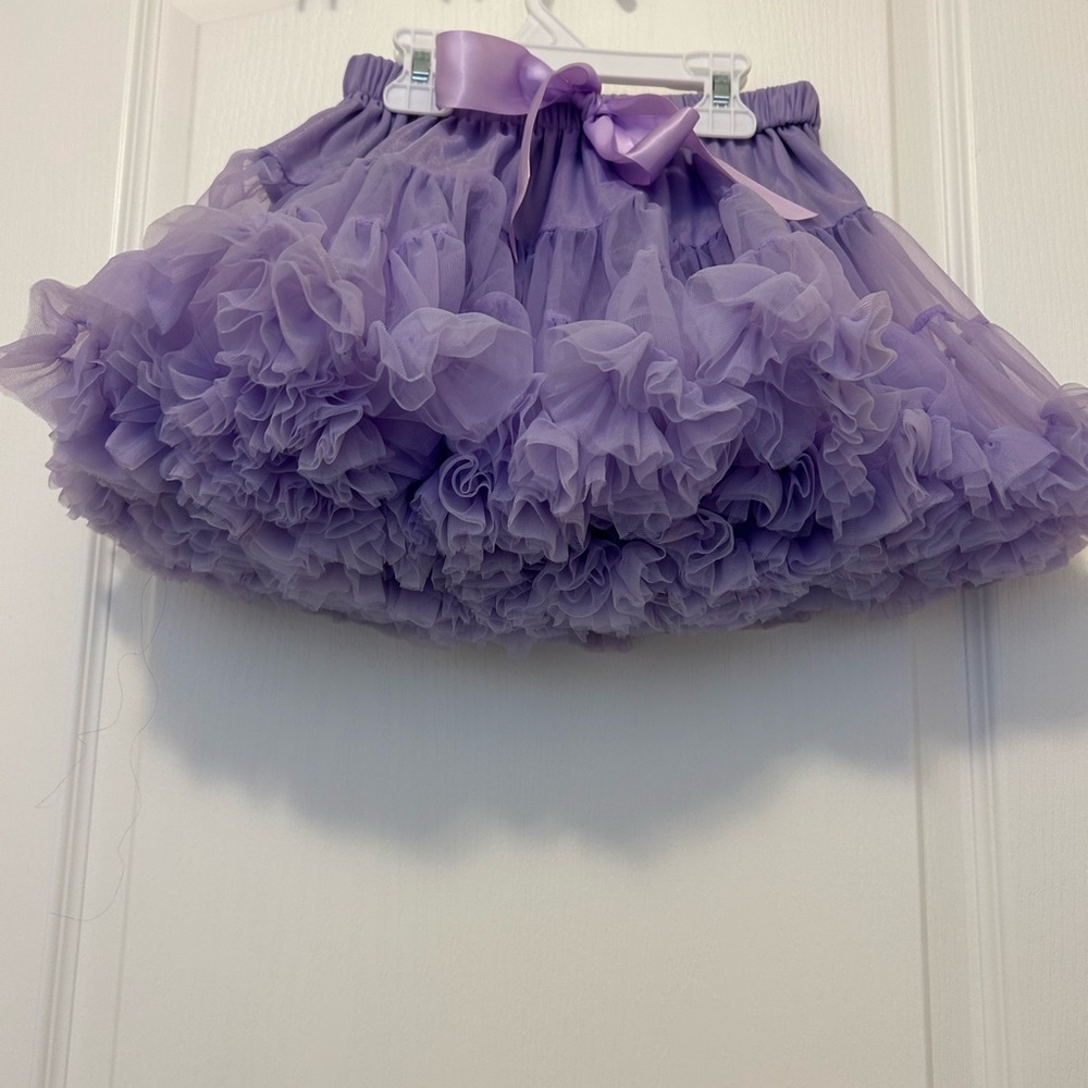 Girl Purple Tulle Skirt with Ribbon - Picture 2 of 5